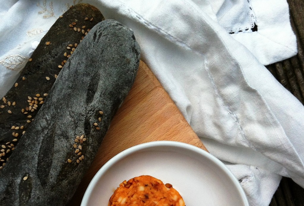 Squid Ink &amp; Sesame Baguettes with Homemade Harissa Butter - thelittleloaf