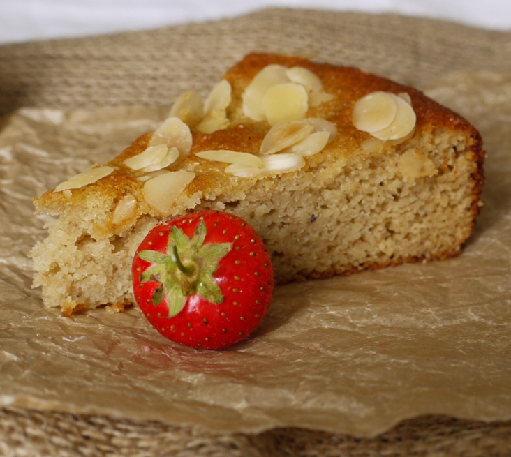 Honey Almond Cake with Spiced Strawberries