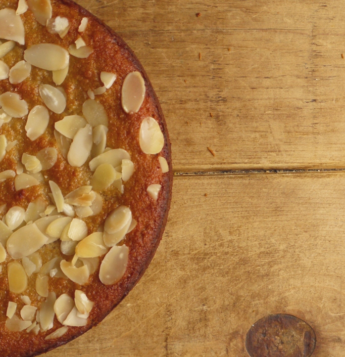 Honey Almond Cake with Spiced Strawberries