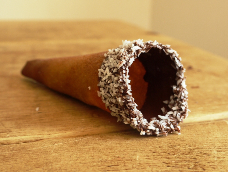 Chocolate Coconut Ice Cream Cones 