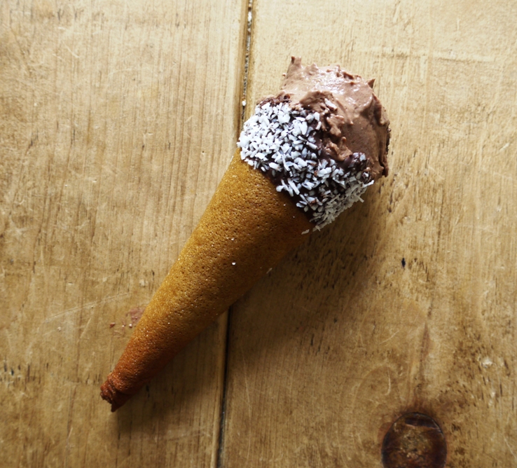 Chocolate Coconut Ice Cream Cones 