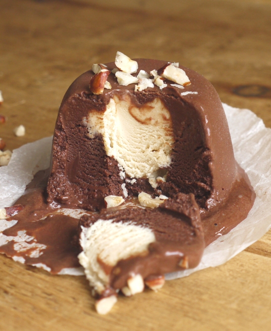 Inside Chocolate & Hazelnut Ice Cream Bombe