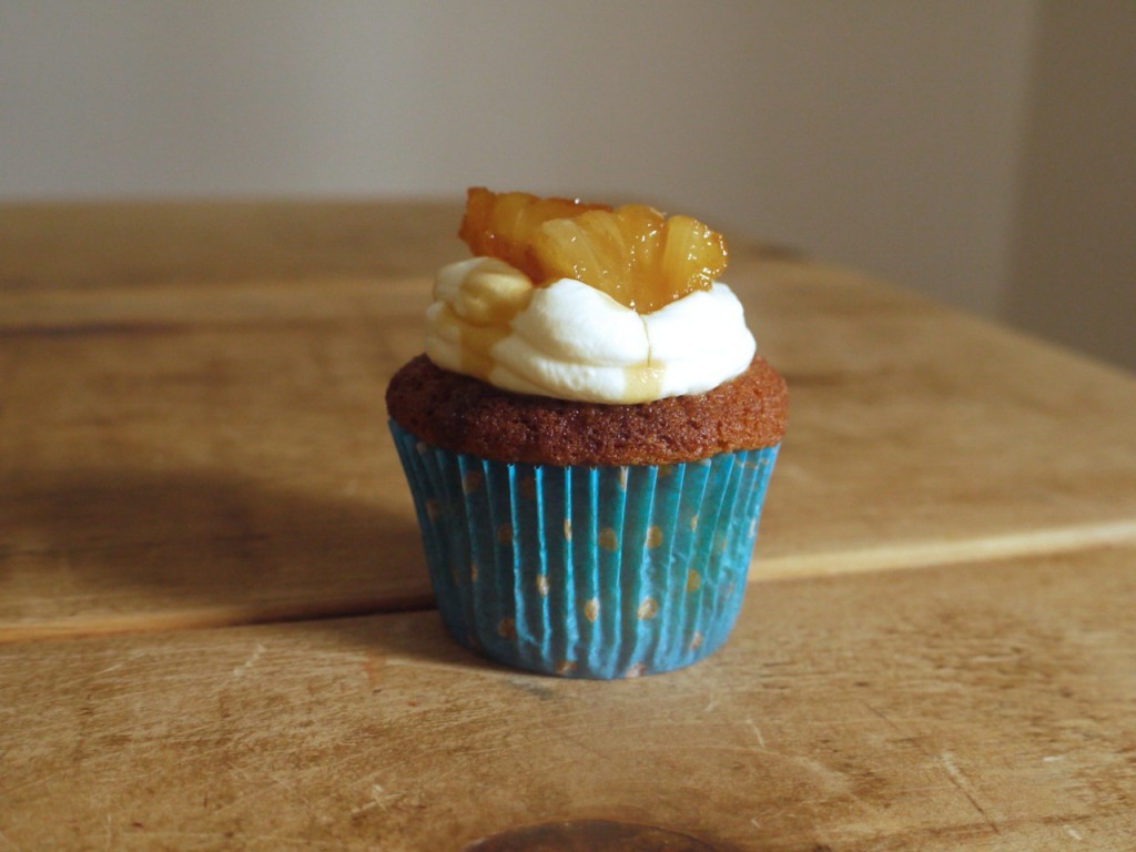 Caramelized pineapple + ginger cupcakes