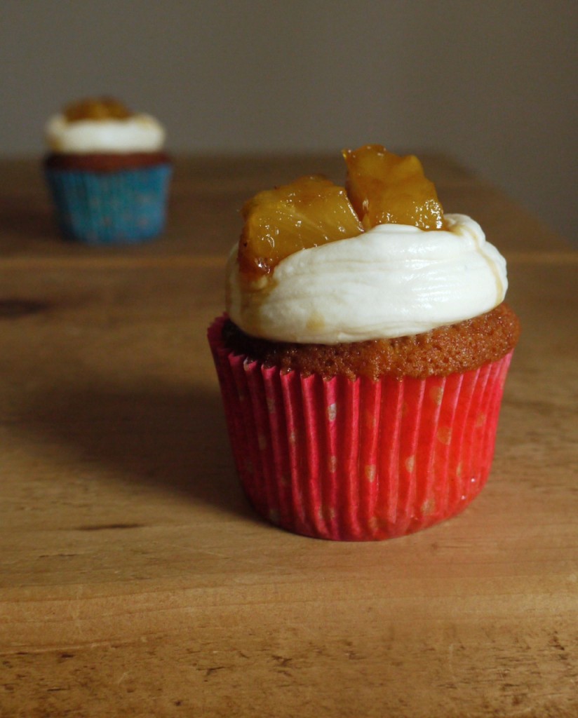 Caramelized pineapple + ginger cupcakes