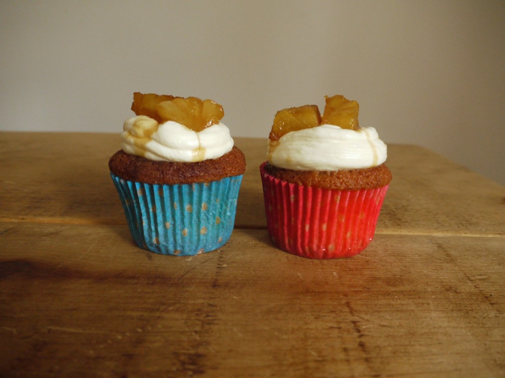 Caramelized pineapple + ginger cupcakes