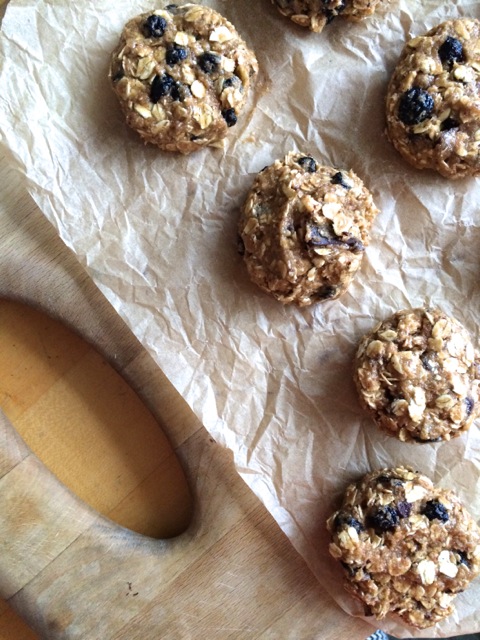 Peanut butter blueberry oatmeal cookies