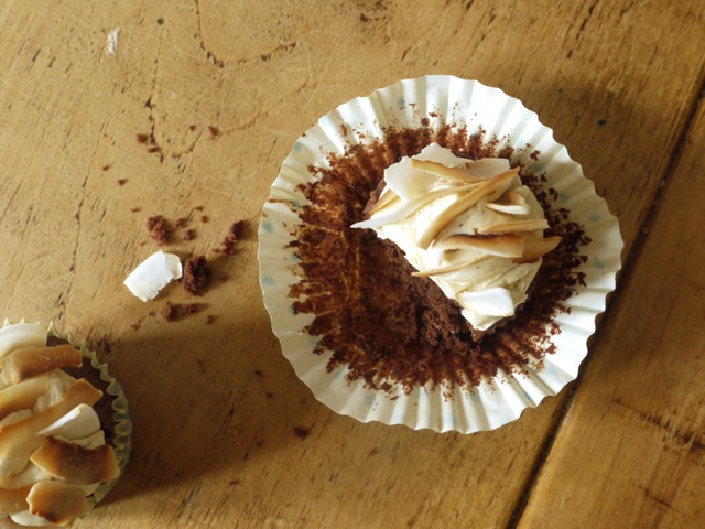 Chocolate coconut cupcake inside