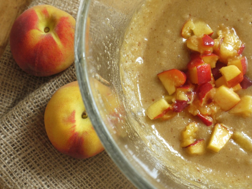 Peach Almond Bun Cake mixture