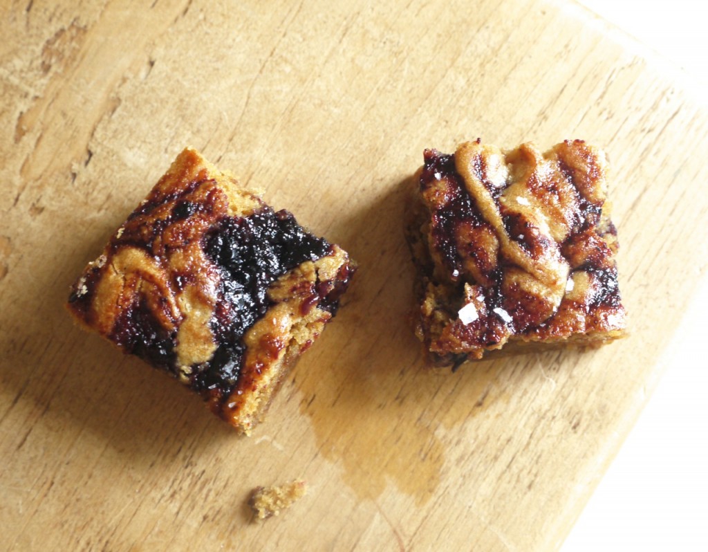 Peanut Butter & Blueberry Jam Blondies