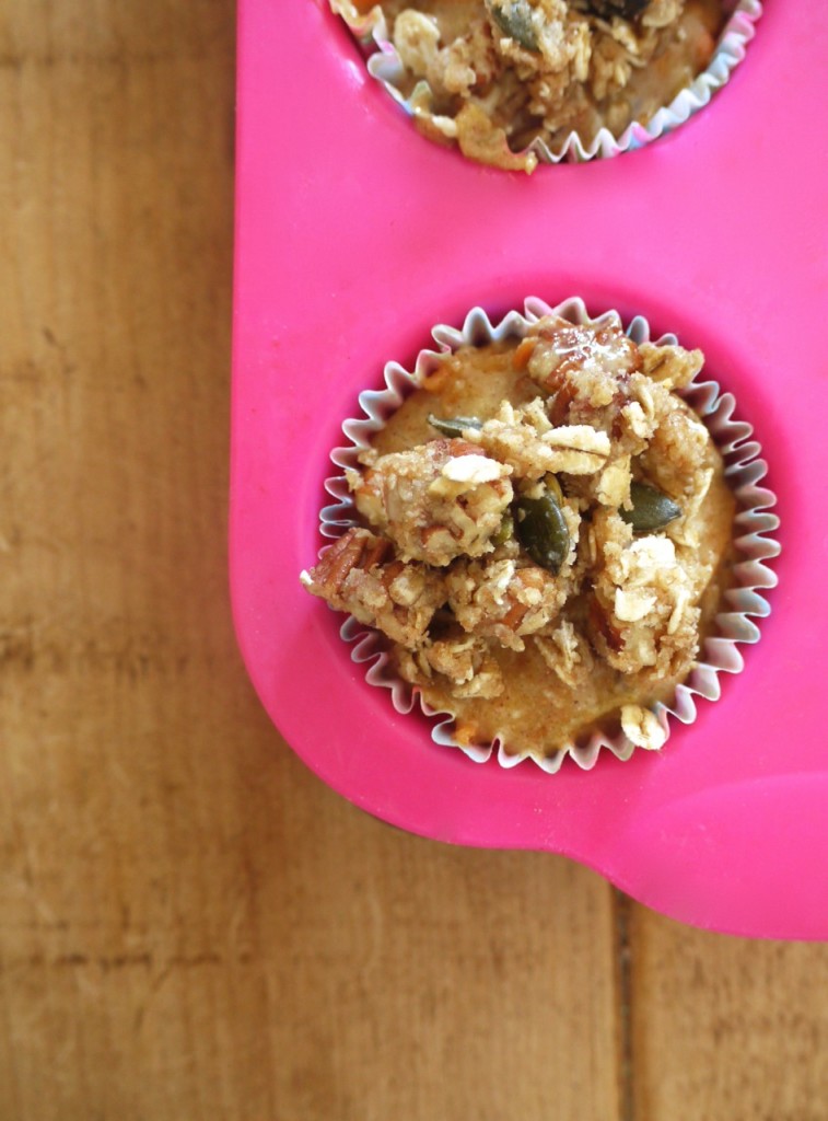 Carrot Apple Crumble Muffins before baking