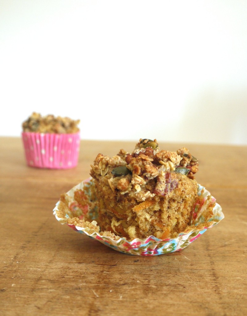 Carrot Apple Crumble Muffins eating