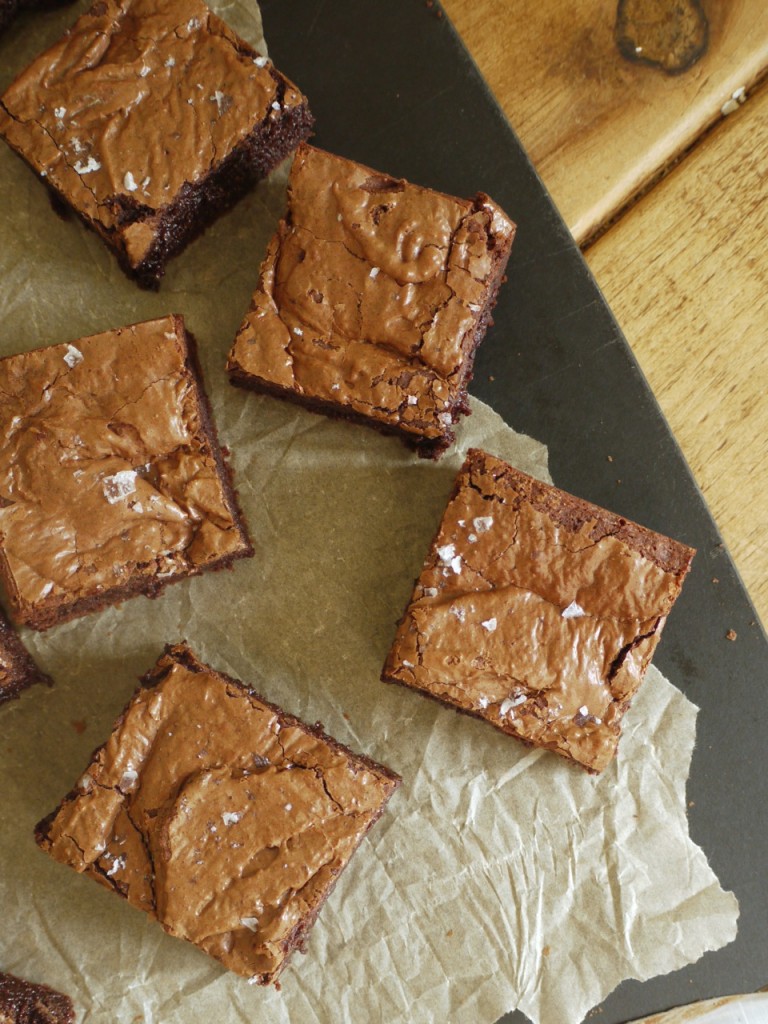 Rye Chocolate Brownies with Sea Salt