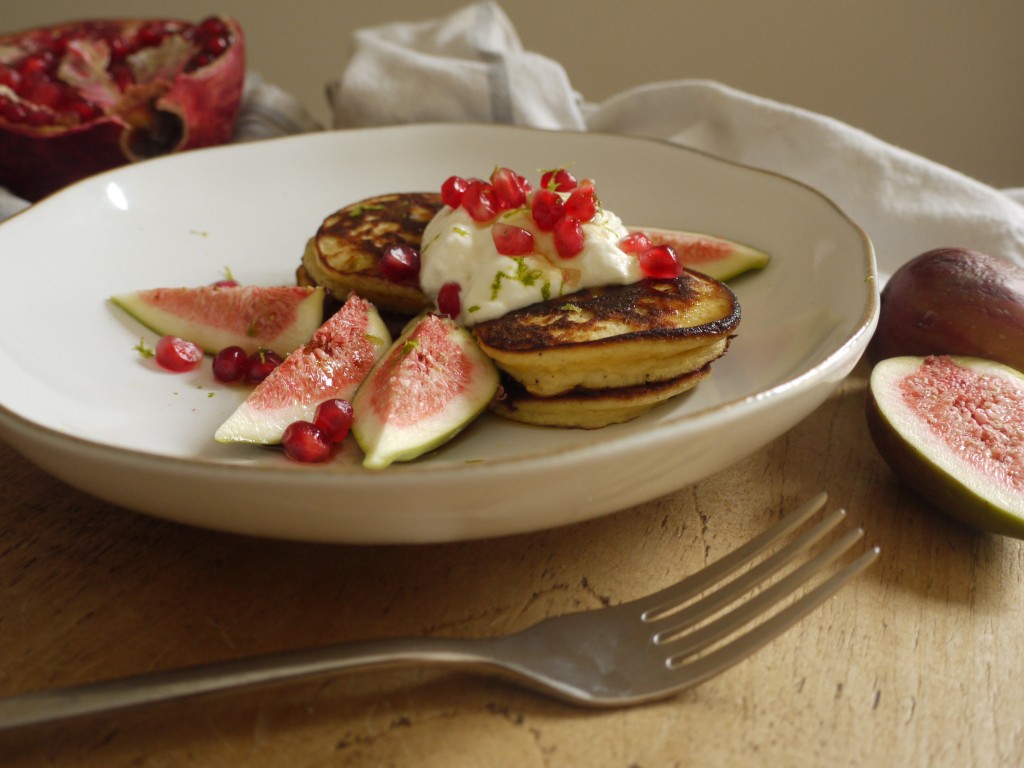 Coconut Pancakes with Pomegranate & Figs - Breakfast