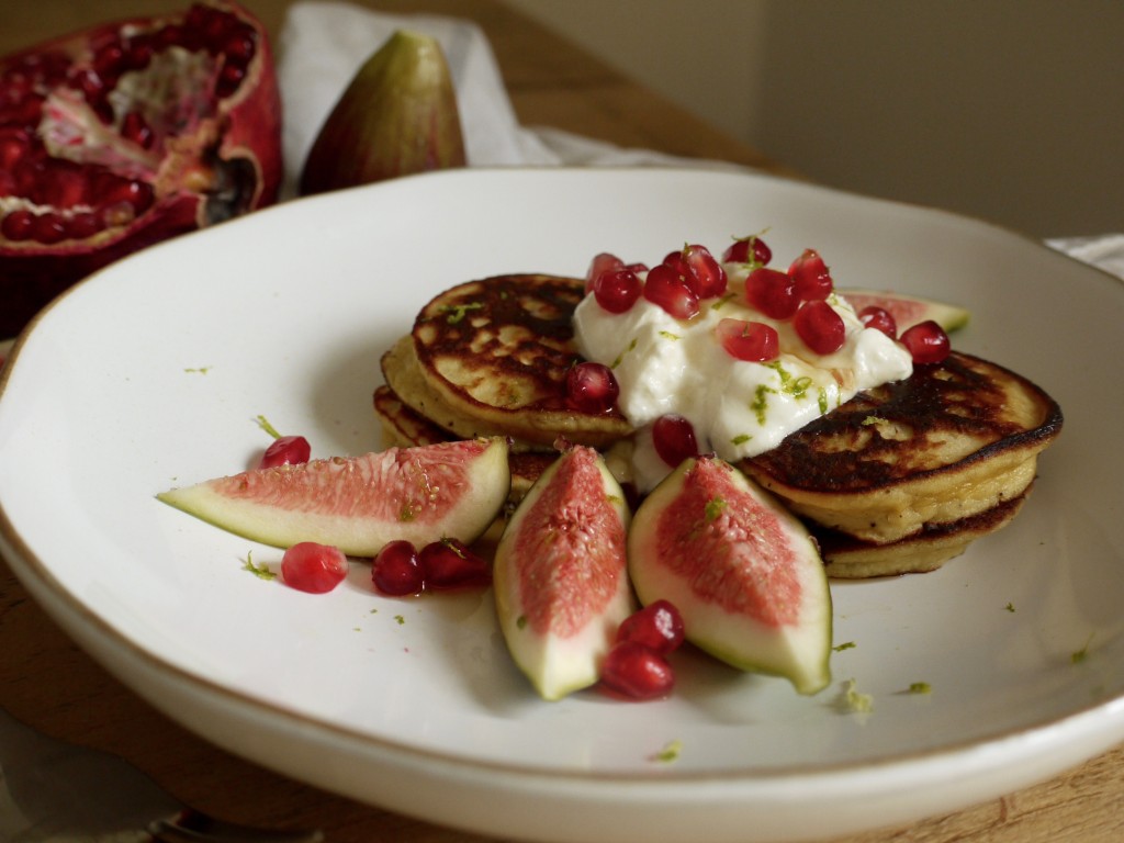 Coconut Pancakes with Pomegranate & Figs Breakfast Plate 