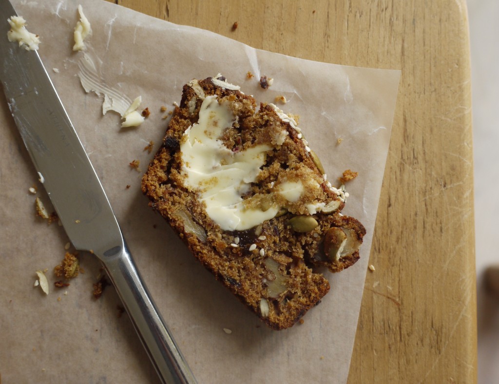 Date, Apricot & Walnut Loaf Cake with Butter