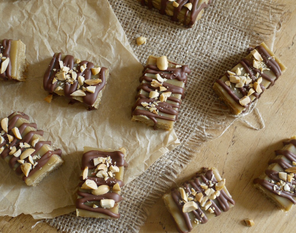 Chocolate Drizzled Peanut Butter Flapjacks