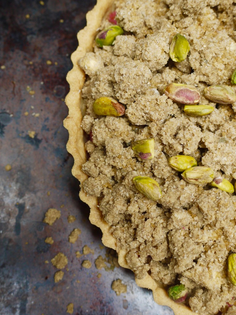 Rhubarb Rye Crumble Tart before baking