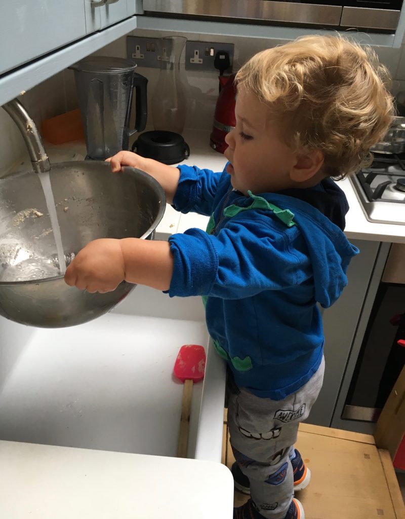 Nino washing up!